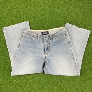 Vintage Y2K 2000s Angel's Light Wash Low Rise Raw Hem Denim Capri Pants Sz 5